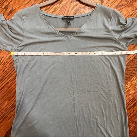 Eileen Fisher Blue Viscose-Jersey Three Quarter Sleeve V Neck Shift Dress, M - Picture 5 of 7